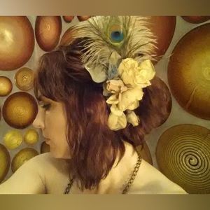 Peacock Feather Flower Fascinator